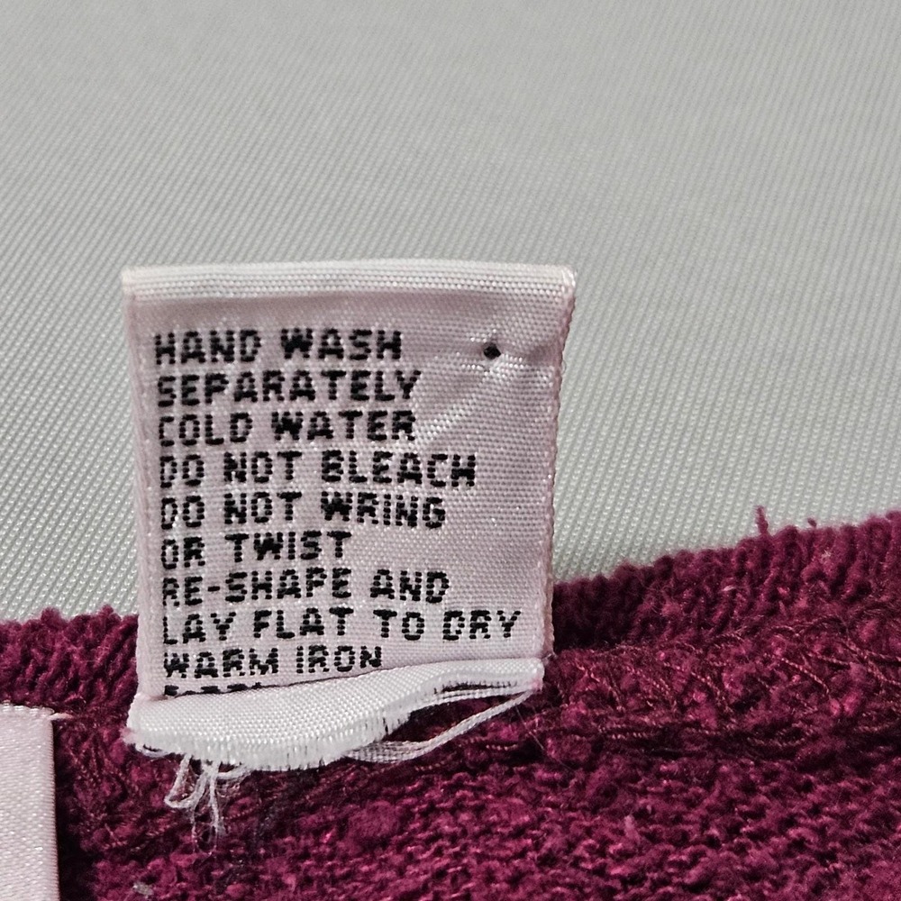 VTH 90s TR Bentley Raw Silk Cotton Knit Burgundy Maroon Sweater M Quiet Luxury - Picture 5 of 10
